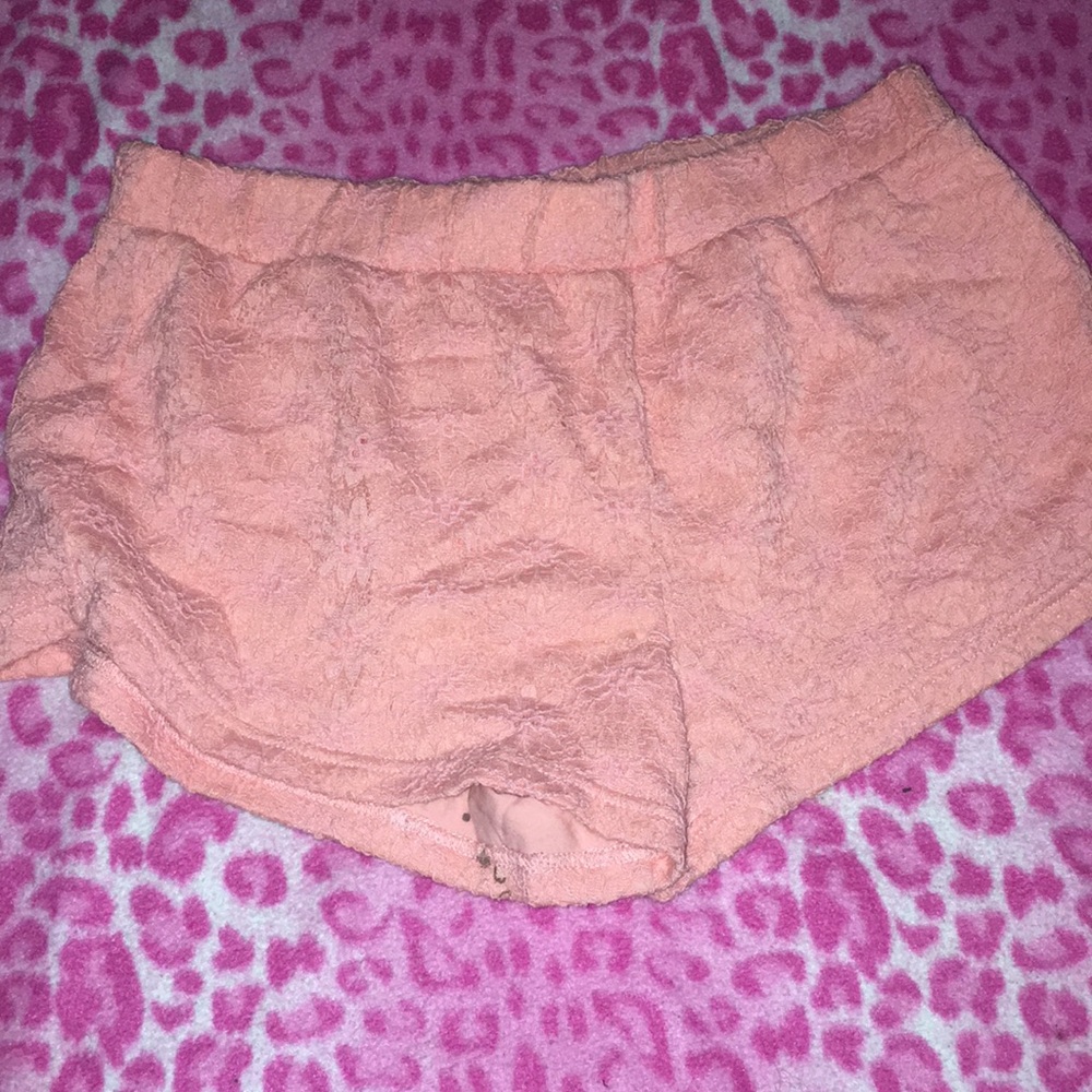 Orange lace shorts
